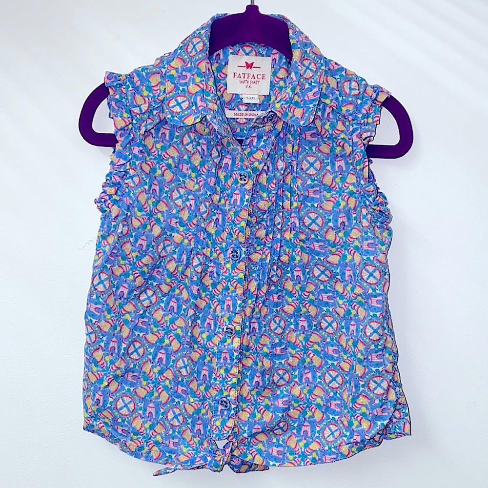 ❌SOLD❌ 🌟FAT FACE🌟 Girls Button Down Front Tie Tank